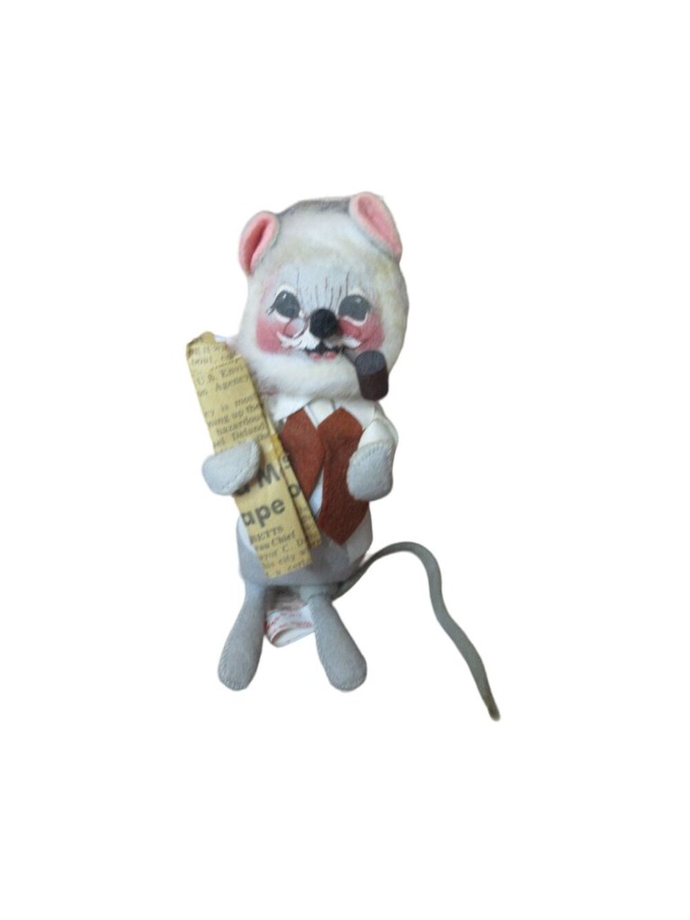 Annalee Smoking Grandpa Mouse with Newspaper 6.5" - Vintage 1971